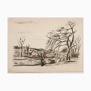 Landscape - Original Lithograph by Pierre Frachon-Forcade - 20th Century 20th Century