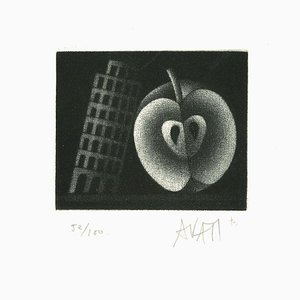 Apple and Tower - Original Etching on Paper by Mario Avati - 1960s 1960s