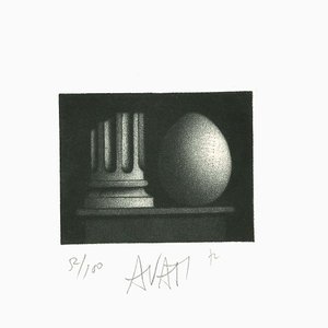 Column and Egg - Grabado Original sobre papel de Mario Avati - años 60