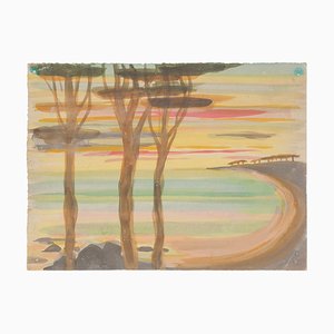 Landscape - Original Aquarell auf Papier von Jean Delpech - 1960er 1960er