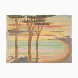 Paesaggio - Acquarello originale su carta di Jean Delpech - anni '60