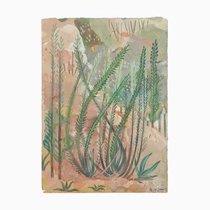 Vegetation - Originales Aquarell auf Papier von Jean Delpech - 1944 1944