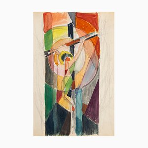 Crucified Christ - Pencil and Watercolor by Jacques Villon - 1950s 1950s