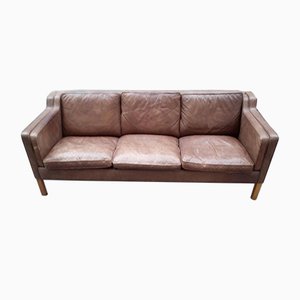 Danish Leather Sofa, 1960s