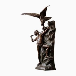 Bronze The Eagle Spotter Sculpture by Théophile François Somme, 1899