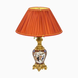 Lampada da tavolo in porcellana Sansone e bronzo dorato, fine XIX secolo