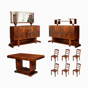 Art Deco Dining Room Set by Osvaldo Borsani for Guido Pennati, 1930s, Set of 7