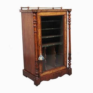 19th Century Burr Walnut Inlaid Music Cabinet