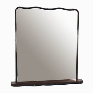 Vintage Modern Dark Brown Wood Mirror, 1950s