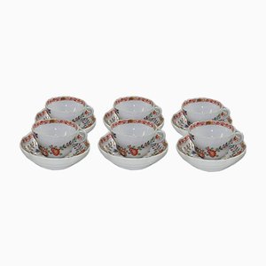 Antique Patterned Imari Cups & Saucers from Meissen, Set of 6