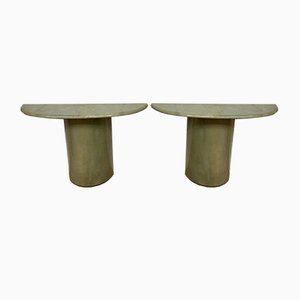 Italian Goatskin & Lacquered Console Tables by Aldo Tura, 1970s, Set of 2