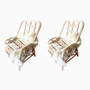 Set of Vintage Raffia and Bamboo Armchairs, 1960s