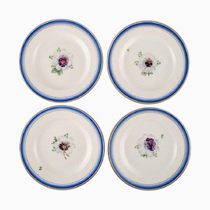 Assiettes Royal Copenhagen Antique en Porcelaine Peinte à la Main avec Fleurs, Set de 4