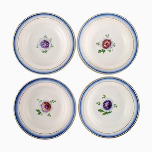 Antique Royal Copenhagen Deep Plates in Hand-Painted Porcelain, Set of 4