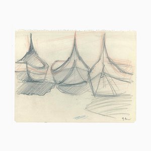 Boats - Original Pencil on Paper - 1947 1947