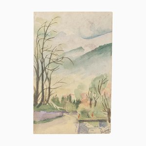 Landscape - Original Watercolor on Paper by Jean Delpech - 1933 1933