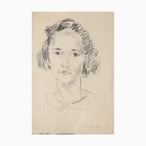 Girl - Original Pencil on Paper by Sandro Vangelli - 20th Century 20th Century