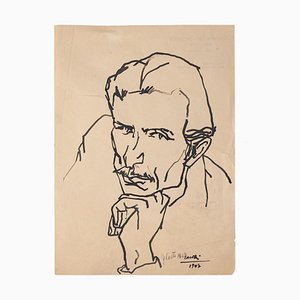 Portrait of Man - Original Drawing in China Ink by Umberto Casotti - 1947 1947