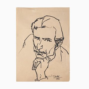 Portrait of Man - Original Drawing in China Ink par Umberto Casotti - 1947 1947
