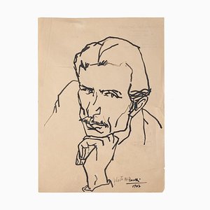 Portrait of Man - Original Zeichnung in China Tinte von Umberto Casotti - 1947 1947