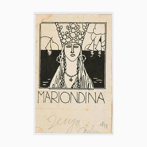 Mariondina - Illustration - Original China Ink by Bruno Angoletta - 1930s 1930's