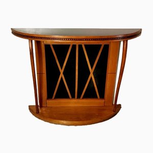 Italian Cherry Console Table with Black Glass in the Style of Osvaldo Borsani, 1963