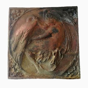 Rilievo Leda in bronzo antico