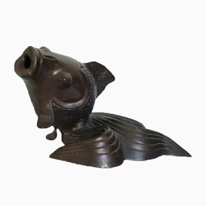 Escultura vintage de bronce de Pez Guerrero Goldfish