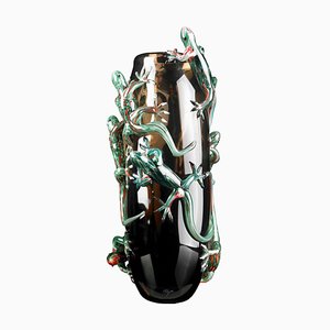 Brown Big Glass Vase with 8 Geckos by VG Design and Laboratory Department