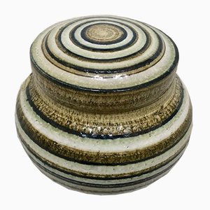 Danish Glazed Ceramic Art Pot with Lid from Søholm Stoneware, 1960s