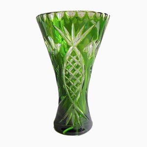 Böhmische Vase aus poliertem Kristallglas, 1940er