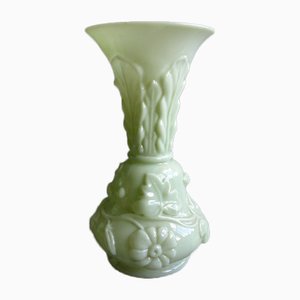 Large French Art Nouveau Light Green Glass Vase, 1900s
