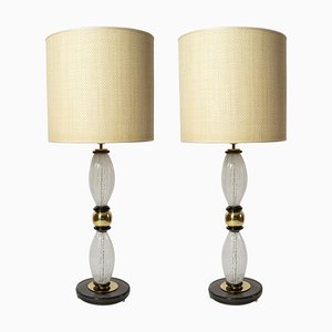 Murano Glass Table Lamps in the Style of Gino Cenedese, 1980s, Set of 2