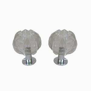 Kleine verchromte Mid-Century Tischlampen aus Acrylglas von Paul Secon für Sompex, 2er Set