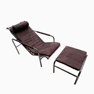 Set of Vintage Genni Lounge Chair & Ottoman by Gabriele Mucchi for Zanotta Italie, 1975