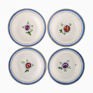 Antique Deep Plates in Hand-Painted Porcelain from Royal Copenhagen, Set of 4