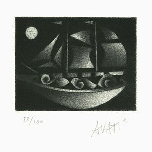 Boat - Original Etching on Paper by Mario Avati - 1970s 1970s