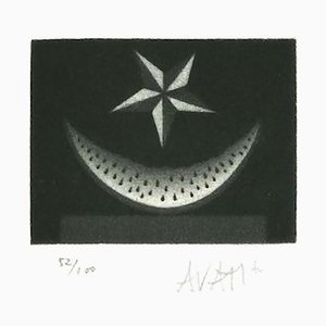 Watermelon and Star - Incisione originale su carta di Mario Avati - anni '70