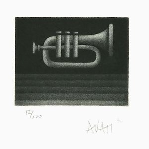 Tromba - Incisione originale su carta di Mario Avati - anni '70