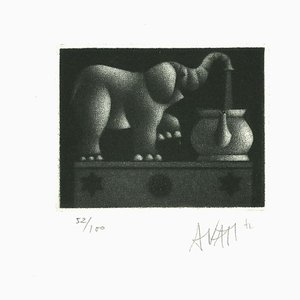 Elephant - Original Etching on Paper by Mario Avati - 1970s 1970s