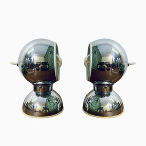 Lámparas de mesa italianas vintage de metal cromado de Goffredo Reggiani para Reggiani. Juego de 2
