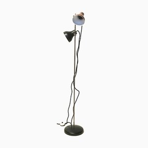 Lámpara de pie Mid-Century con foco de cobre negro