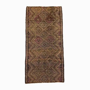 Grand Tapis Kilim Vintage en Laine Noire, Rose et Beige, Turquie, 1950s