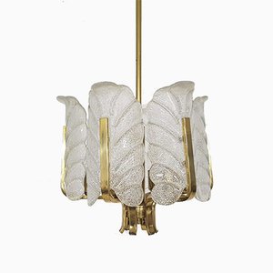 Kronleuchter aus Glas & Messing, 1960er