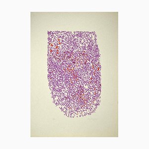 Abstract in Purple - Sérigraphie Originale par Antonio Sanfilippo - 1971