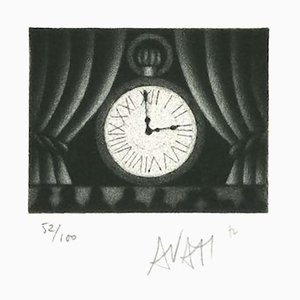 Clock - Original Etching on Paper by Mario Avati - 1970s 1970s