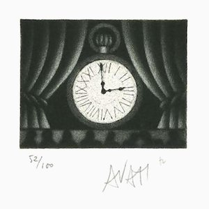 Horloge Originale sur Papier par Mario Avati - 1970s 1970s