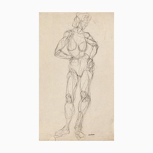 Study of Figure - Original Pen on Paper by Louis Durand - 20th Century 20th Century