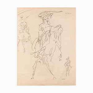 Estudio de la figura - Lápiz sobre papel original de Louis Durand - Siglo XX, siglo XX
