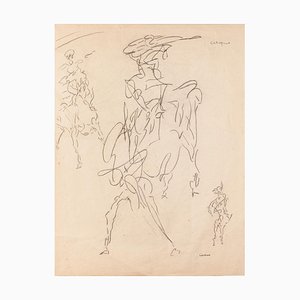 Study of Figure - Original Pen on Paper by Louis Durand - 20th Century 20th Century